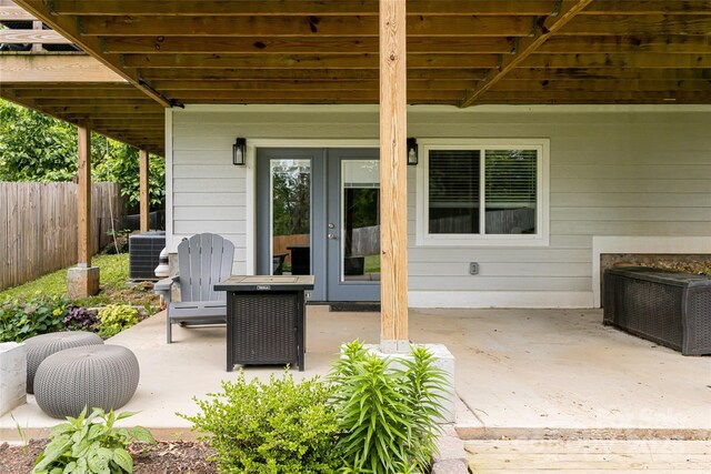 307 Hazel Mill Rd, Asheville, NC 28806 - view of patio / terrace with french doors and central air condition unit