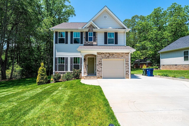 2045 13th St NE Unit 3, Hickory, NC 28601 - view of front of home featuring driveway, an attached garage, a front yard, and a shingled roof