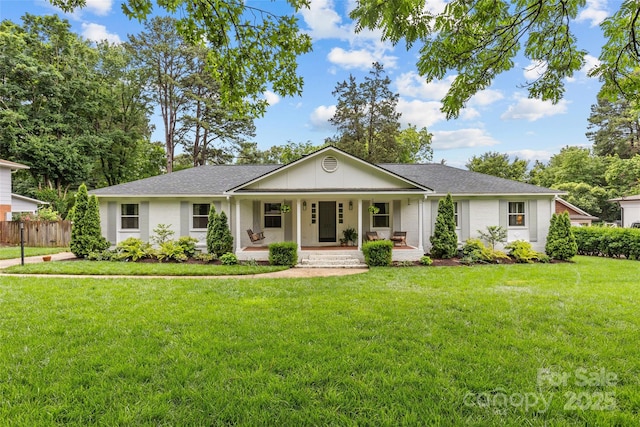 227 Wingrave Dr, Charlotte, NC 28270 - ranch-style house with a porch, a shingled roof, and brick siding