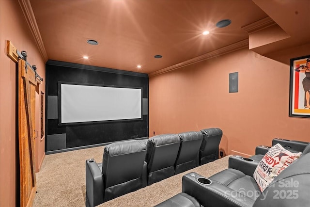 650 Mcdowell Rd, Columbus, NC 28722 - carpeted home theater room featuring crown molding and recessed lighting