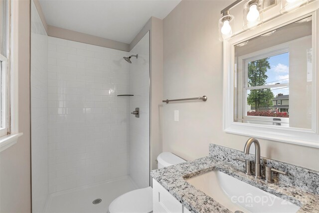 2666 Providence Dr, Gastonia, NC 28052 - full bath featuring toilet, vanity, and tiled shower