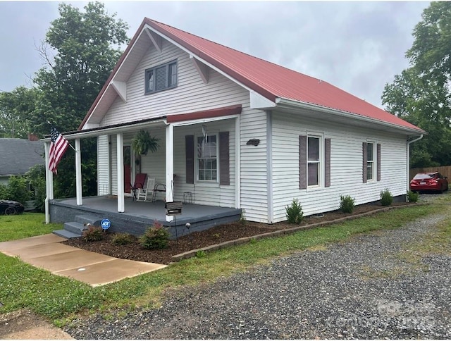 23 Pearl St, Granite Falls, NC 28630 - view of front of property featuring covered porch and metal roof
