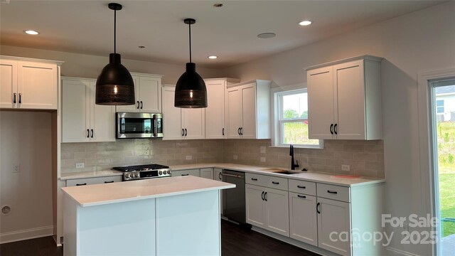 102 Cartington Way Unit Haf0042, Mooresville, NC 28115 - kitchen with stainless steel appliances, white cabinetry, plenty of natural light, and recessed lighting