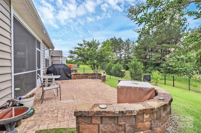 12014 Belmont Mansion Dr, Charlotte, NC 28273 - view of patio featuring a hot tub and area for grilling