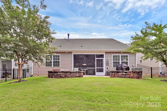 12014 Belmont Mansion Dr, Charlotte, NC 28273 - rear view of property featuring a sunroom and roof with shingles