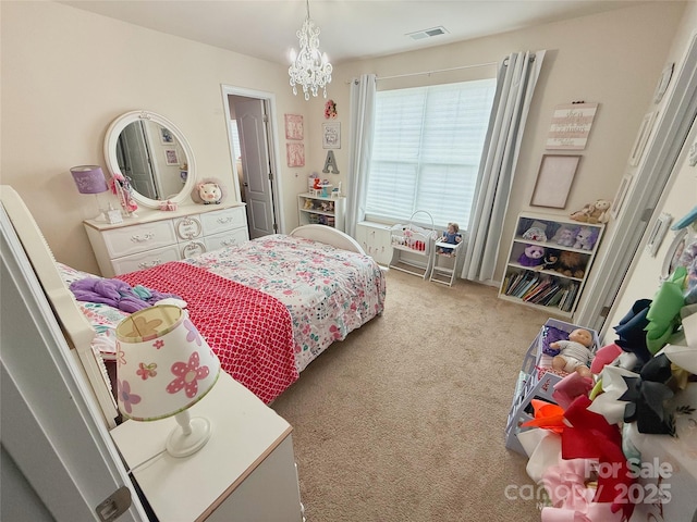 3416 Yarmouth Ln, Gastonia, NC 28056 - bedroom featuring a chandelier and carpet flooring