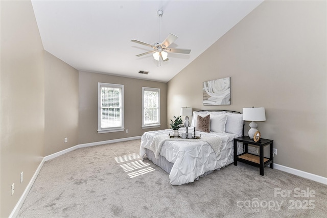 4637 Shannamara Dr, Matthews, NC 28104 - bedroom with carpet, baseboards, ceiling fan, and high vaulted ceiling