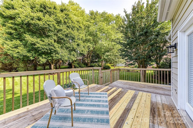 4637 Shannamara Dr, Matthews, NC 28104 - wooden deck featuring a lawn and view of scattered trees