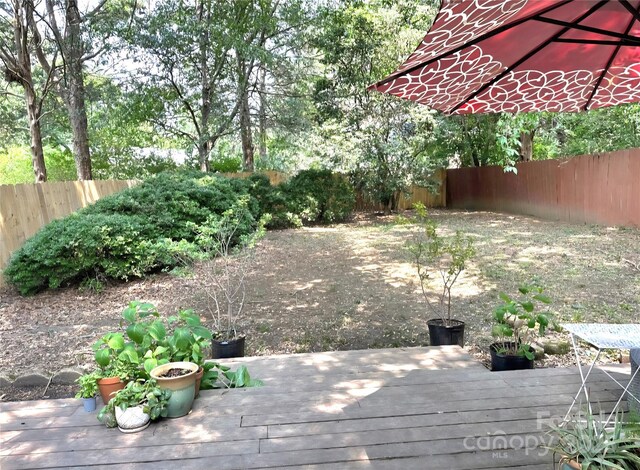 11421 Kingfisher Dr, Charlotte, NC 28226 - fenced yard featuring a deck
