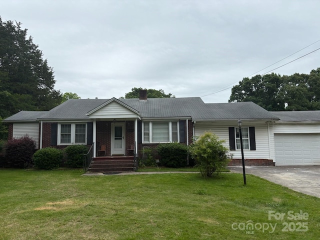 1292 Longview Rd, Rock Hill, SC 29732 - single story home with an attached garage, driveway, a front yard, and a chimney