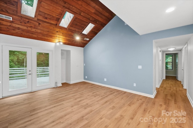 8338 Rittenhouse Cir, Charlotte, NC 28270 - spare room featuring a skylight, light wood finished floors, baseboards, recessed lighting, and high vaulted ceiling