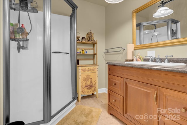 267 Ikerd Dr SE, Concord, NC 28025 - full bath featuring a stall shower, vanity, and tile patterned floors