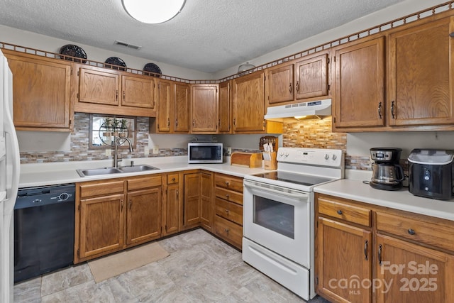 716 Mooresville Rd, Salisbury, NC 28144 - kitchen featuring black dishwasher, electric range, under cabinet range hood, stainless steel microwave, and a sink