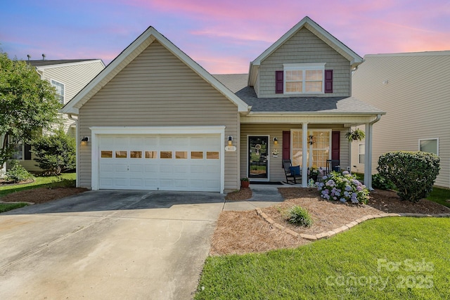 411 Summergate Dr Unit 78, Winston Salem, NC 27103 - traditional home featuring covered porch, driveway, an attached garage, and roof with shingles