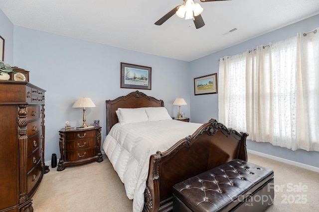 411 Summergate Dr Unit 78, Winston Salem, NC 27103 - bedroom with light carpet, ceiling fan, and baseboards