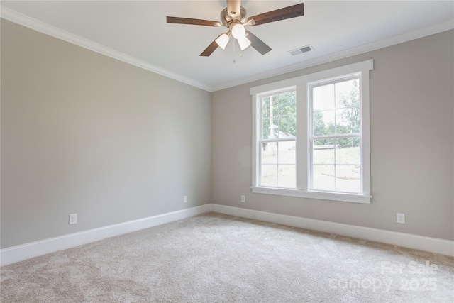 501 Old Speedway Dr NW Unit 1, Concord, NC 28027 - spare room featuring ornamental molding, baseboards, light colored carpet, and ceiling fan