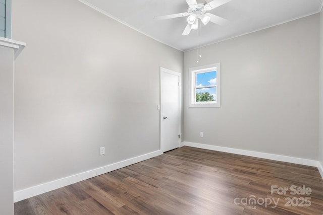 73 20th Ave SW, Hickory, NC 28602 - unfurnished room featuring ornamental molding, baseboards, wood finished floors, and ceiling fan