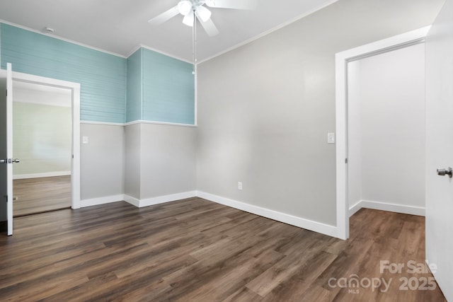 73 20th Ave SW, Hickory, NC 28602 - empty room with ceiling fan, ornamental molding, baseboards, and wood finished floors