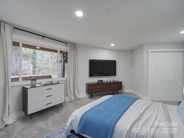 2143 Manawa Ln, Tega Cay, SC 29708 - bedroom with recessed lighting, baseboards, carpet, and a closet
