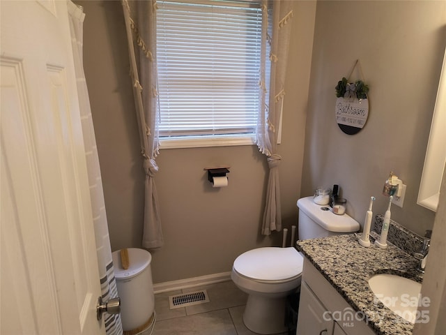 500 Bob Rollins Rd, Forest City, NC 28043 - bathroom with toilet, tile patterned flooring, vanity, baseboards, and a shower with curtain
