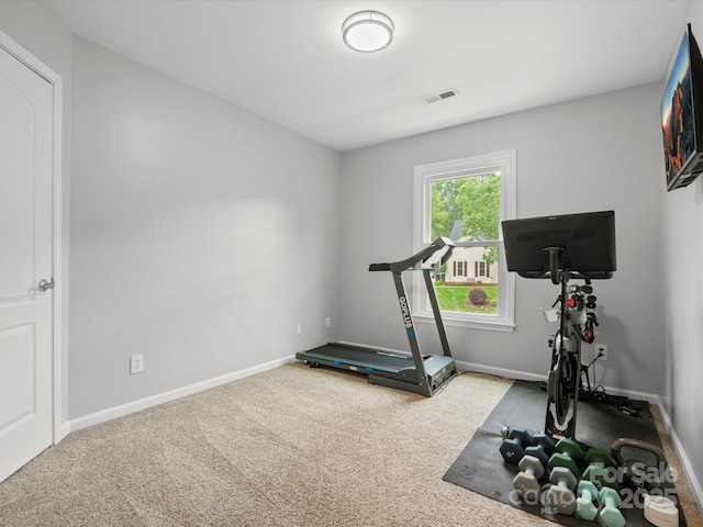 2821 Providence Spring Ln, Charlotte, NC 28270 - exercise room featuring carpet and baseboards