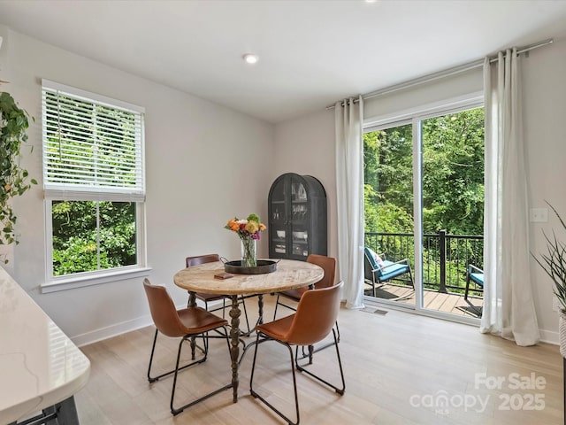 513 Cubitt Ct, Charlotte, NC 28205 - dining area featuring healthy amount of natural light, light wood-style flooring, and baseboards