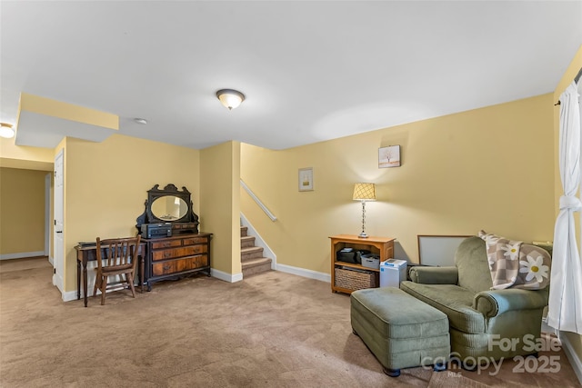 32 Evita Cove Rd, Weaverville, NC 28787 - sitting room featuring carpet floors, baseboards, and stairs
