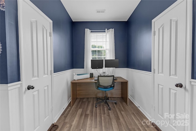 12303 Shadow Ridge Ln, Charlotte, NC 28273 - office space with a wainscoted wall and wood finished floors