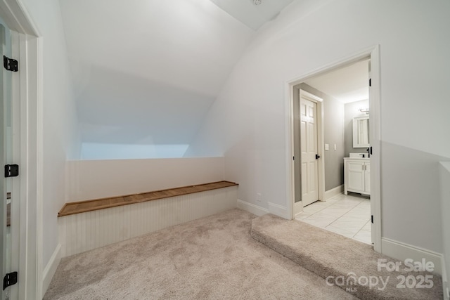 1121 S Wendover Rd, Charlotte, NC 28211 - bathroom with vanity and lofted ceiling