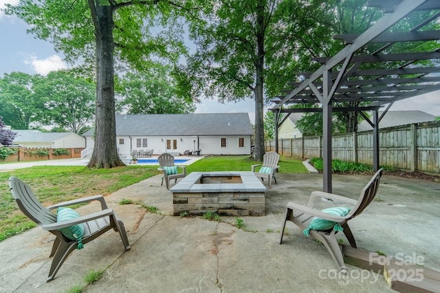 1121 S Wendover Rd, Charlotte, NC 28211 - view of patio / terrace with a pergola and a fire pit