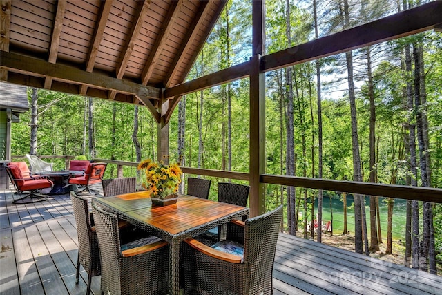 1003 Glory Dr Unit 60, Morganton, NC 28655 - deck featuring outdoor dining area and a wooded view