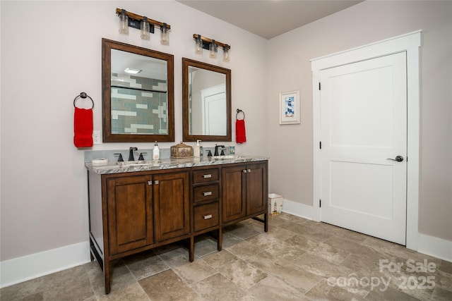 1003 Glory Dr Unit 60, Morganton, NC 28655 - full bath with double vanity, stone finish floors, and a tile shower