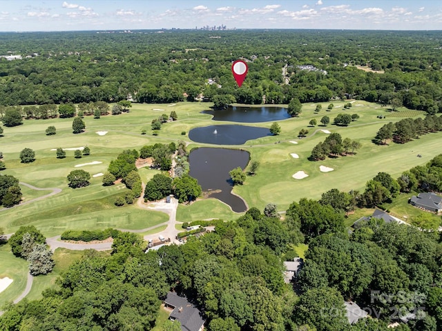3531 Bon Rea Dr, Charlotte, NC 28226 - aerial view of property and surrounding area with a large body of water, a heavily wooded area, and a local golf course