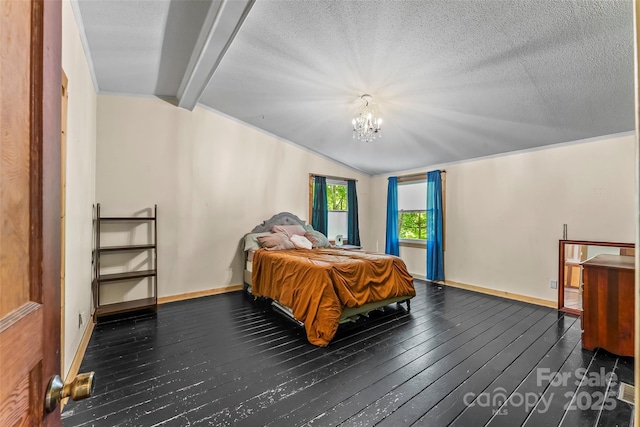 32 Evita Cove Rd, Weaverville, NC 28787 - bedroom with wood-type flooring, a chandelier, baseboards, and a textured ceiling