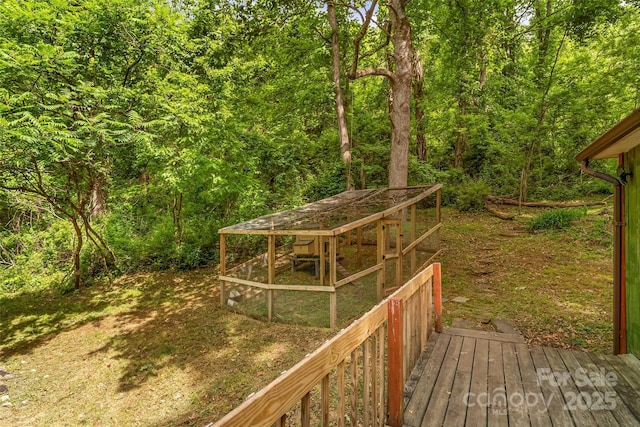 32 Evita Cove Rd, Weaverville, NC 28787 - deck with exterior structure and a wooded view