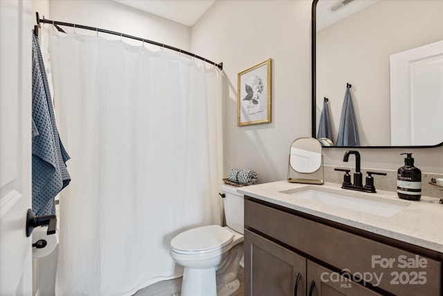 20216 Shaffer Bach Ln, Charlotte, NC 28277 - bathroom with vanity, toilet, and curtained shower