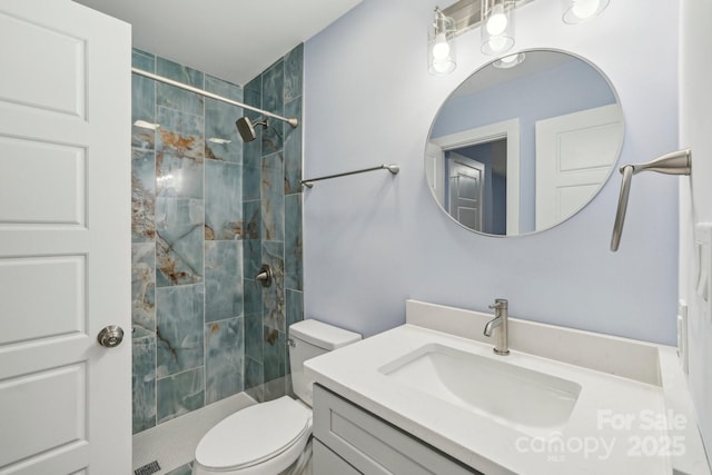 5414 Leaford Ct, Charlotte, NC 28227 - bathroom with vanity, a tile shower, and toilet