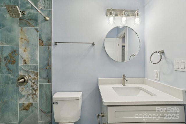 5414 Leaford Ct, Charlotte, NC 28227 - full bathroom featuring vanity, a tile shower, and toilet