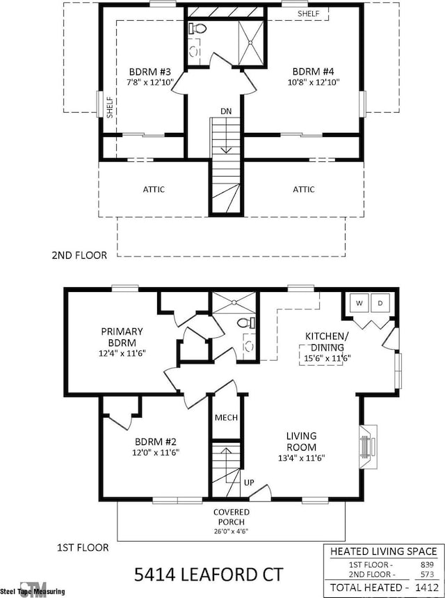 5414 Leaford Ct, Charlotte, NC 28227 - floor plan / room layout