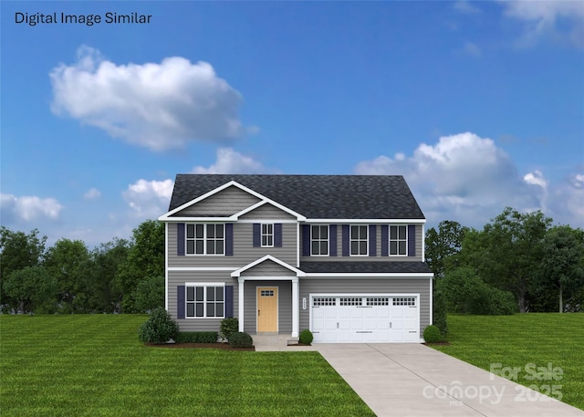 200 Rose Ln Unit 1502, Pageland, SC 29728 - traditional home with an attached garage, concrete driveway, a front lawn, and roof with shingles