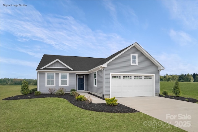 206 Rose Ln Unit 1499, Pageland, SC 29728 - view of front facade featuring driveway, a front lawn, an attached garage, and roof with shingles