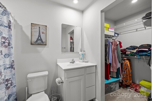 718 Dillon Way Unit 38, Fort Mill, SC 29715 - full bath featuring vanity, recessed lighting, a walk in closet, and a shower with shower curtain
