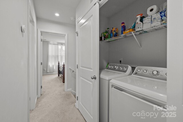 718 Dillon Way Unit 38, Fort Mill, SC 29715 - laundry area with washing machine and clothes dryer and light carpet