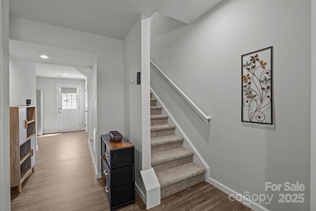 718 Dillon Way Unit 38, Fort Mill, SC 29715 - stairway featuring baseboards and wood finished floors