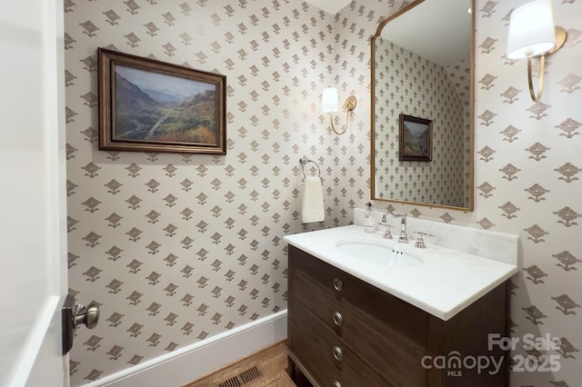2270 New Gray Rock Rd, Fort Mill, SC 29708 - bathroom featuring wallpapered walls and vanity