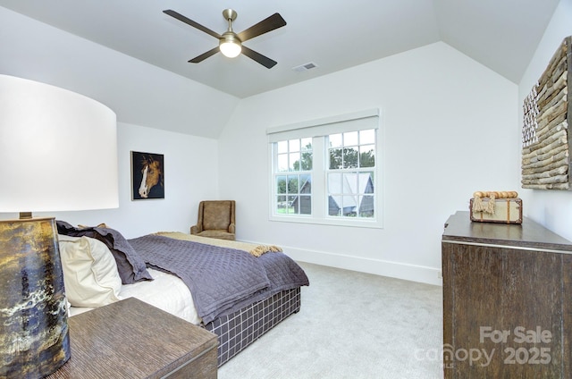 2270 New Gray Rock Rd, Fort Mill, SC 29708 - carpeted bedroom with vaulted ceiling, ceiling fan, and baseboards