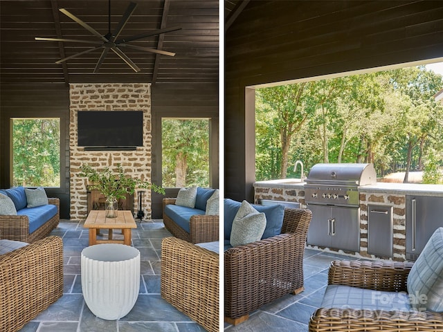 2270 New Gray Rock Rd, Fort Mill, SC 29708 - view of patio / terrace with an outdoor living space and a ceiling fan