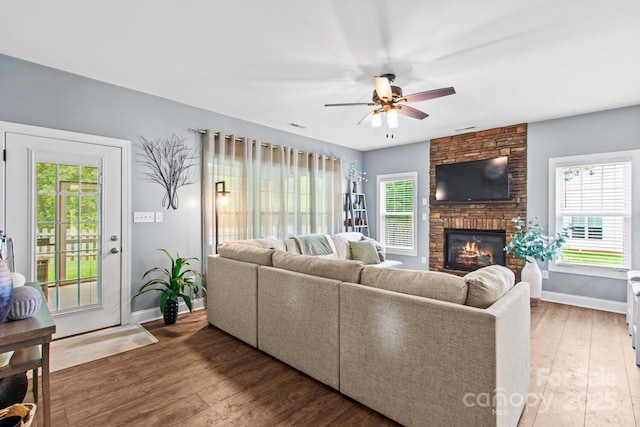1155 Rudder Cir, Salisbury, NC 28146 - living area featuring baseboards, healthy amount of natural light, and ceiling fan