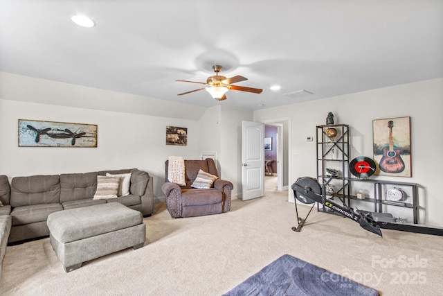 1155 Rudder Cir, Salisbury, NC 28146 - living room with carpet flooring, ceiling fan, baseboards, and recessed lighting