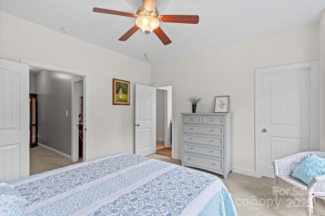 1155 Rudder Cir, Salisbury, NC 28146 - bedroom featuring light colored carpet, baseboards, and a ceiling fan